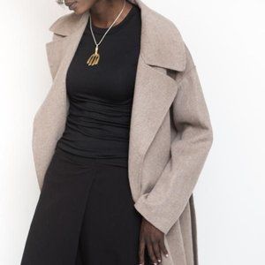 Achro Women's Wool Blend Handmade Coat| Taupe |XS